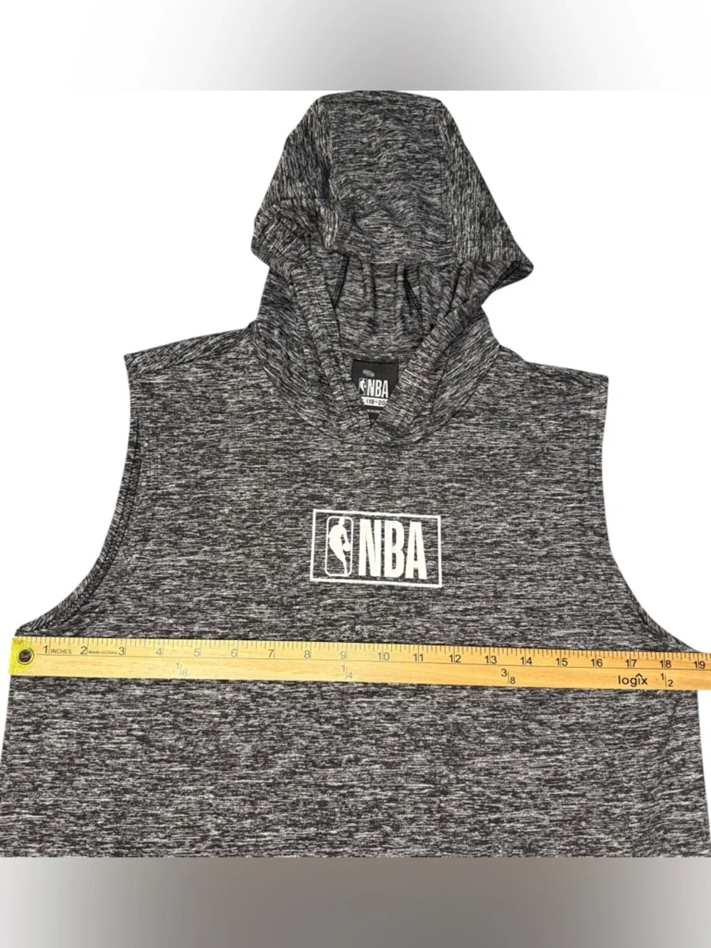 NBA Youth XL Sleeveless Hoodie Heathered Gray Athletic Tank Top Basketball